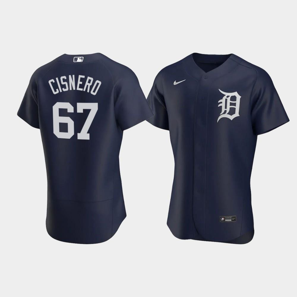 Jose Cisnero 67 Detroit Tigers Team Logo Navy Alternate MLB Jersey Men's