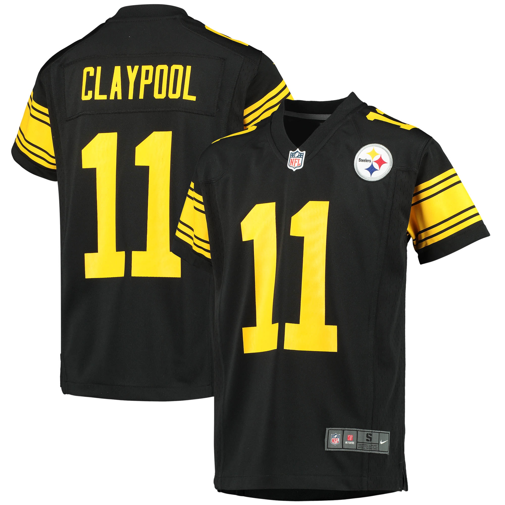 Pittsburgh Steelers Chase Claypool Black Alternate Player Game NFL Jersey Youth