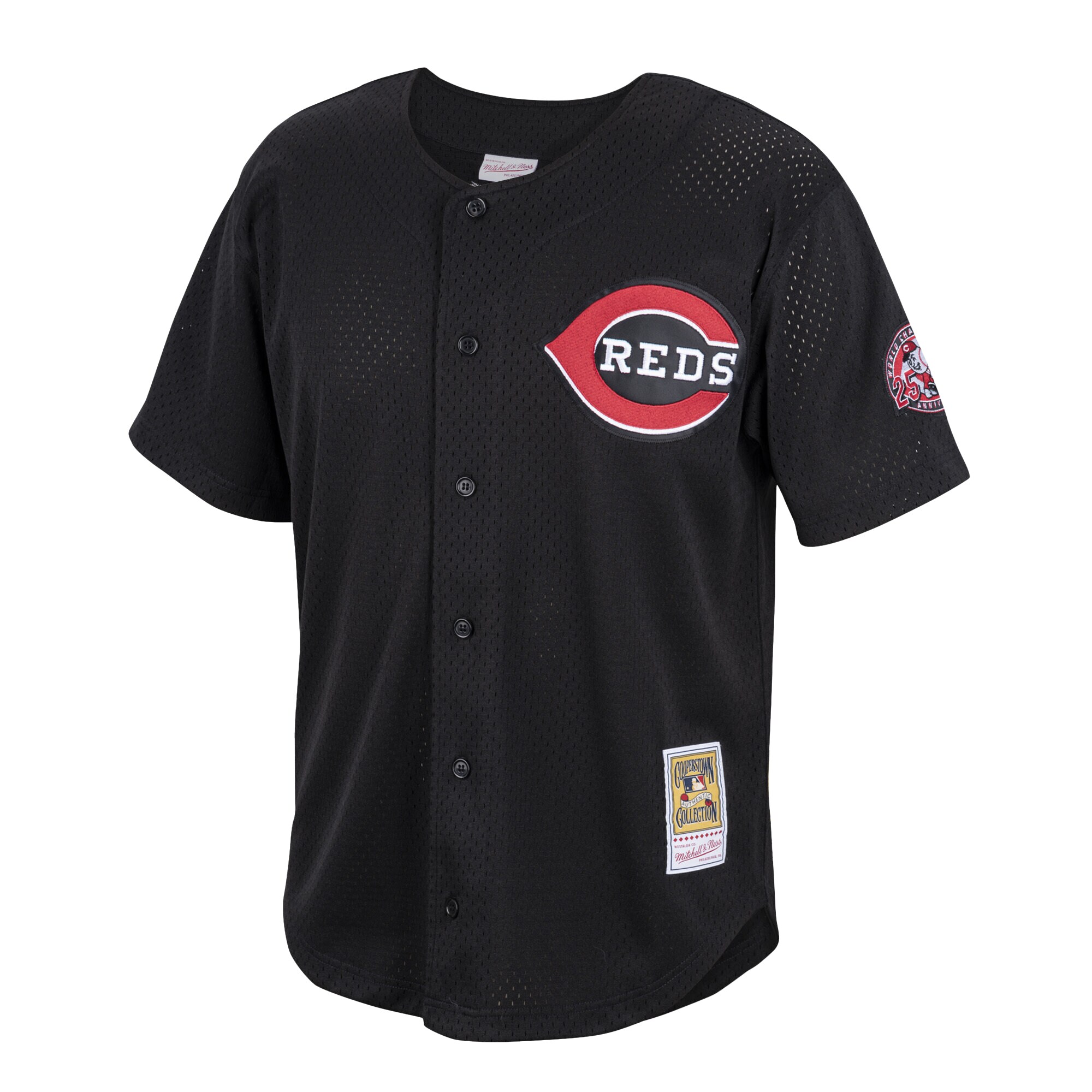 Cincinnati Reds Ken Griffey Jr. Mitchell Ness Black Cooperstown Collection Mesh Batting Practice Button-Up MLB Jersey Men's