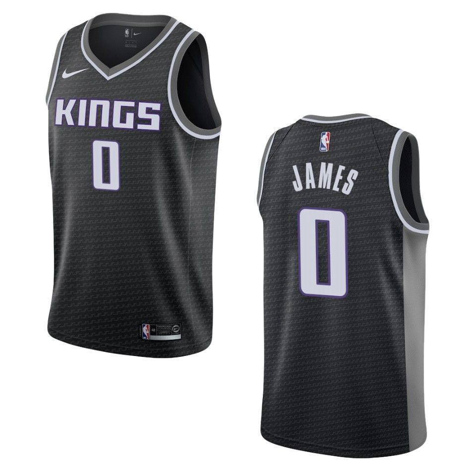 Sacramento Kings 0 Justin James Statement Swingman Black NBA Jersey Men's