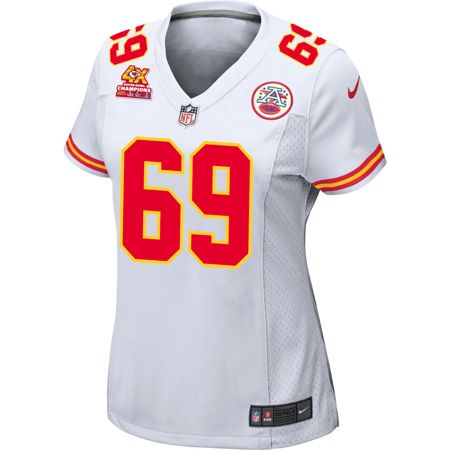 Mike Pennel 69 Kansas City Chiefs Super Bowl LVIII Champions 4X Game White NFL Jersey Women's