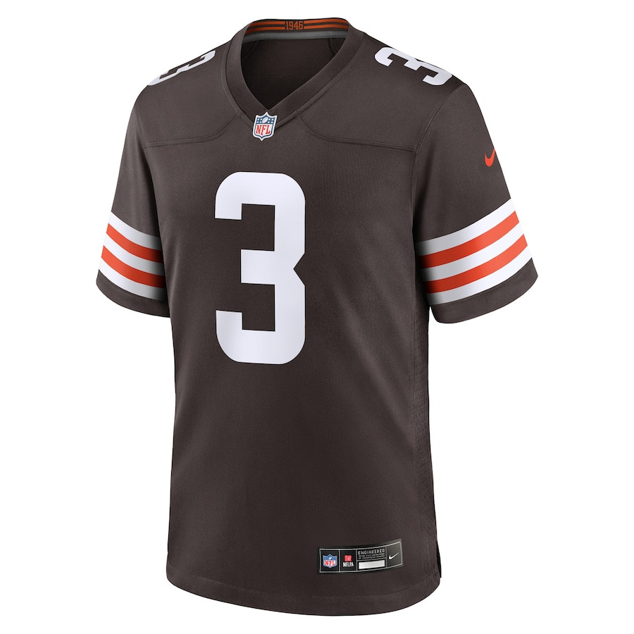 Jerry Jeudy 3 Cleveland Browns Game Brown NFL Jersey Men's