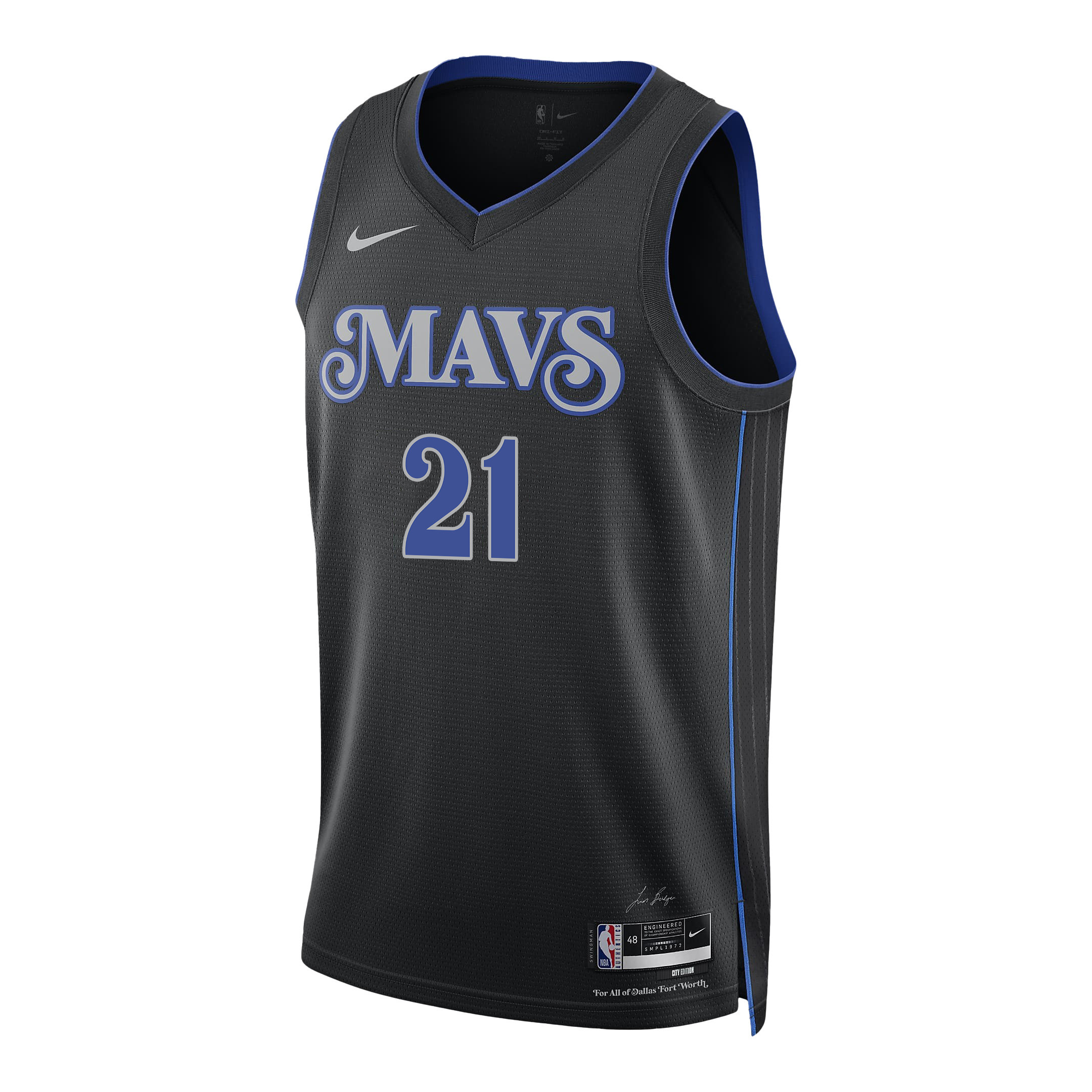Daniel Gafford 21 Dallas Mavericks 2024 FINALS PATCH Swingman City Edition Black NBA Jersey Men's