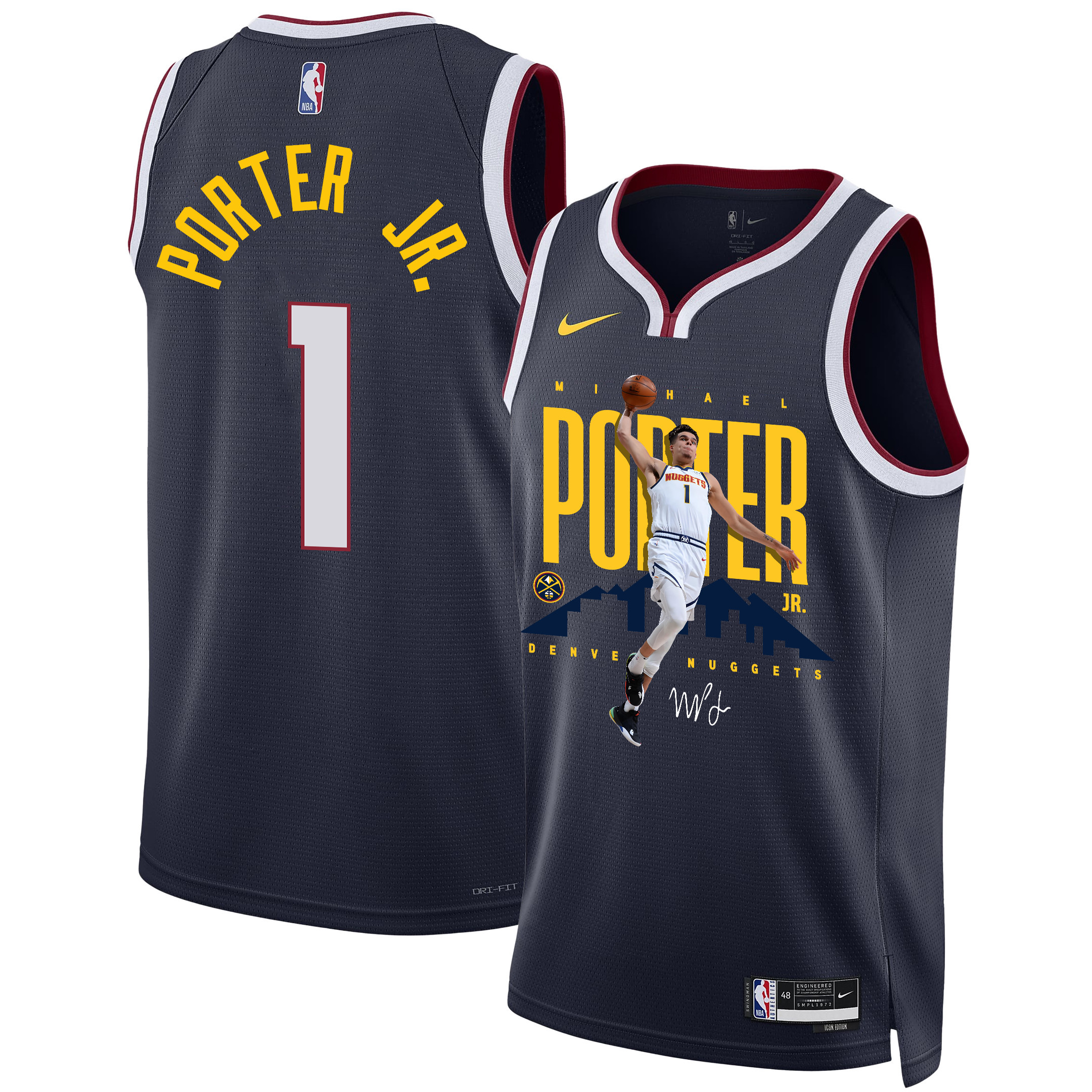Michael Porter Jr. 1 Denver Nuggets X-Factor Player 2023 Champions Swingman Black NBA Jersey Men's