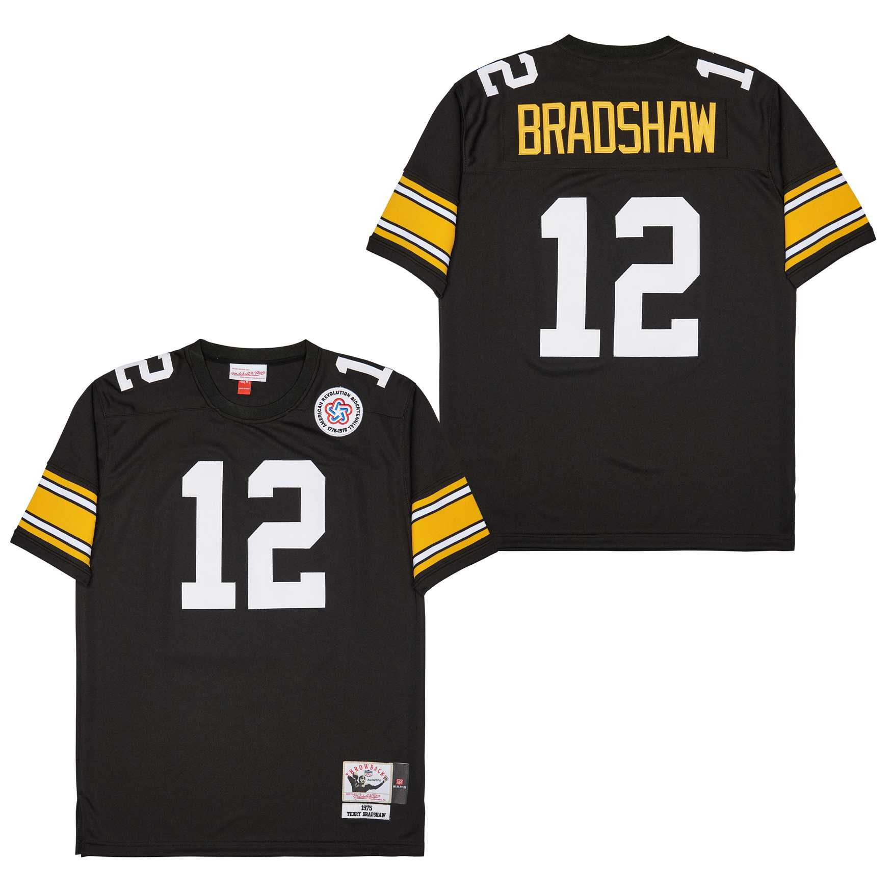 Terry Bradshaw 12 Pittsburgh Steelers Retro Throwback Black NFL Jersey Men's