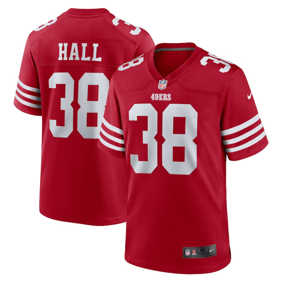 Kemon Hall 38 San Francisco 49ers Team Game Scarlet NFL Jersey Men's