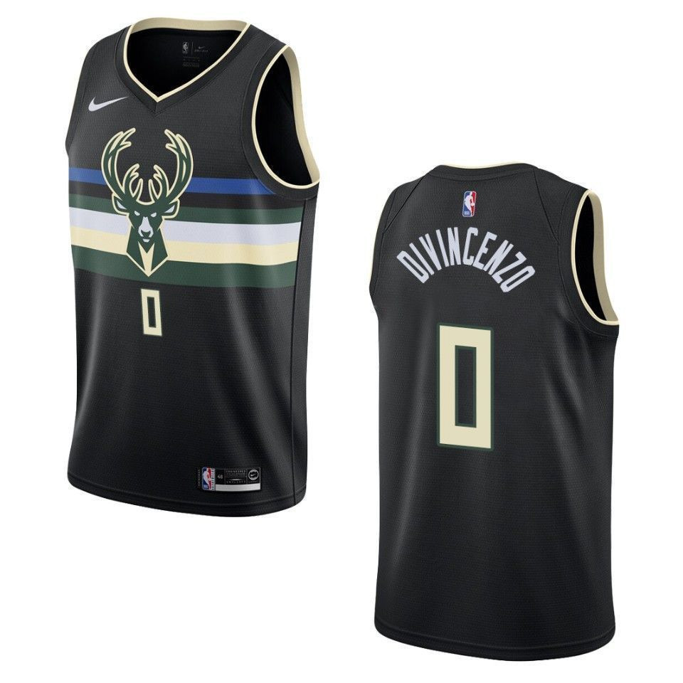 Milwaukee Bucks 0 Donte Divincenzo Statement Swingman Black NBA Jersey Men's