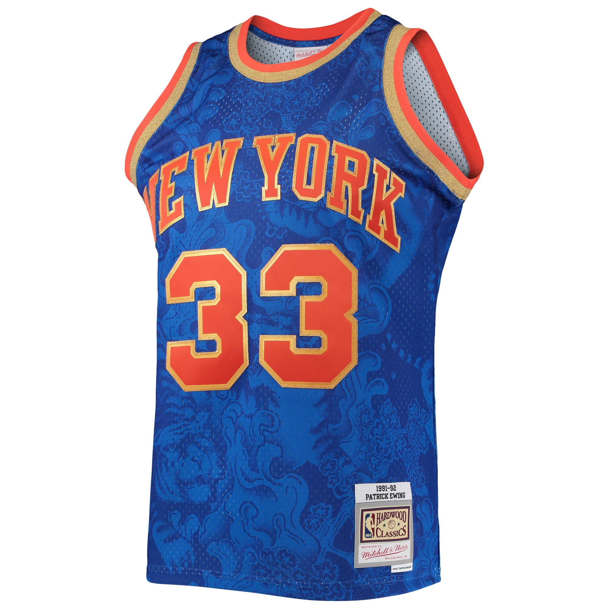 Mitchell Ness Patrick Ewing Blue New York Knicks Hardwood Classics 1991/92 Lunar New Year Swingman NBA Jersey Men's