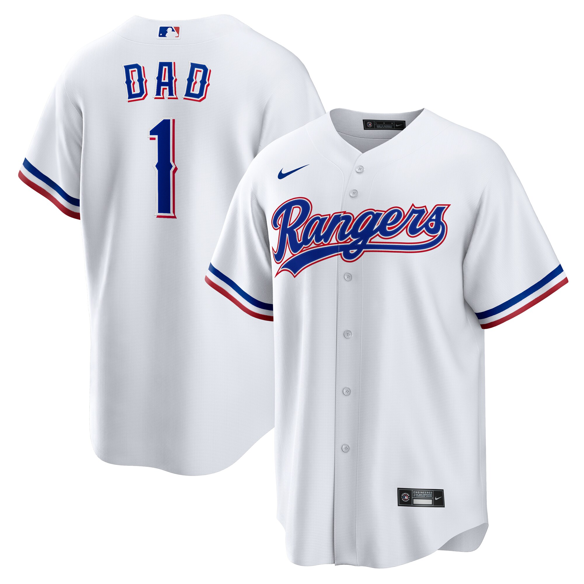 Texas Rangers White #1 Dad Home MLB Jersey Men's