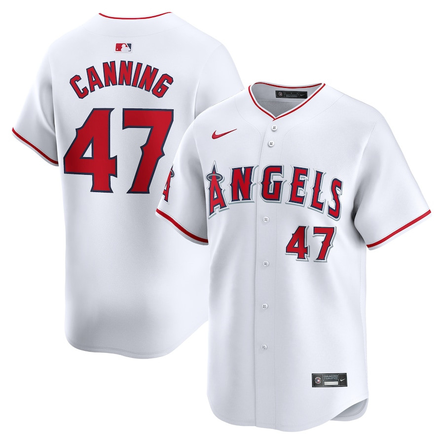Griffin Canning 47 Los Angeles Angels Home Limited Player White MLB Jersey Men's