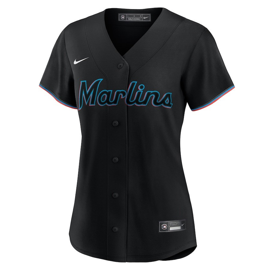 Miami Marlins Alternate Custom Black MLB Jersey Women's