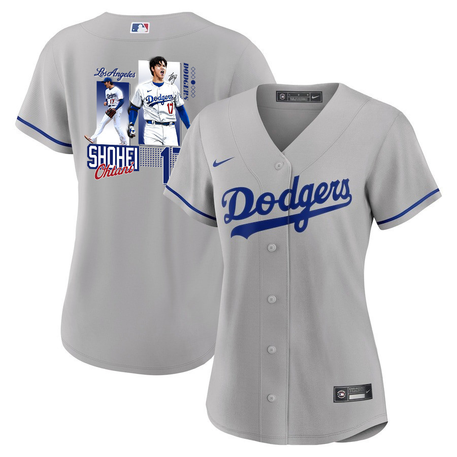 Shohei Ohtani 17 Los Angeles Dodgers Signed Welcome To The Sho Gray MLB Jersey Women's