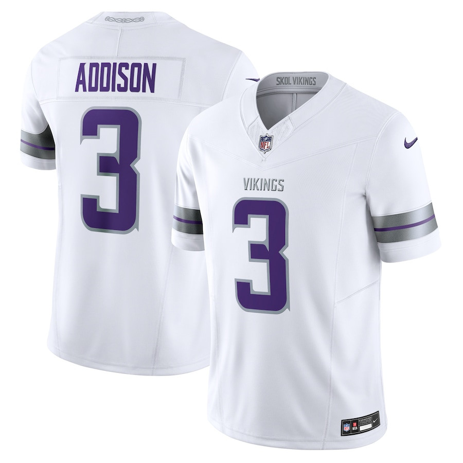 Jordan Addison 3 Minnesota Vikings Alternate Vapor F.U.S.E. Limited White NFL Jersey Men's