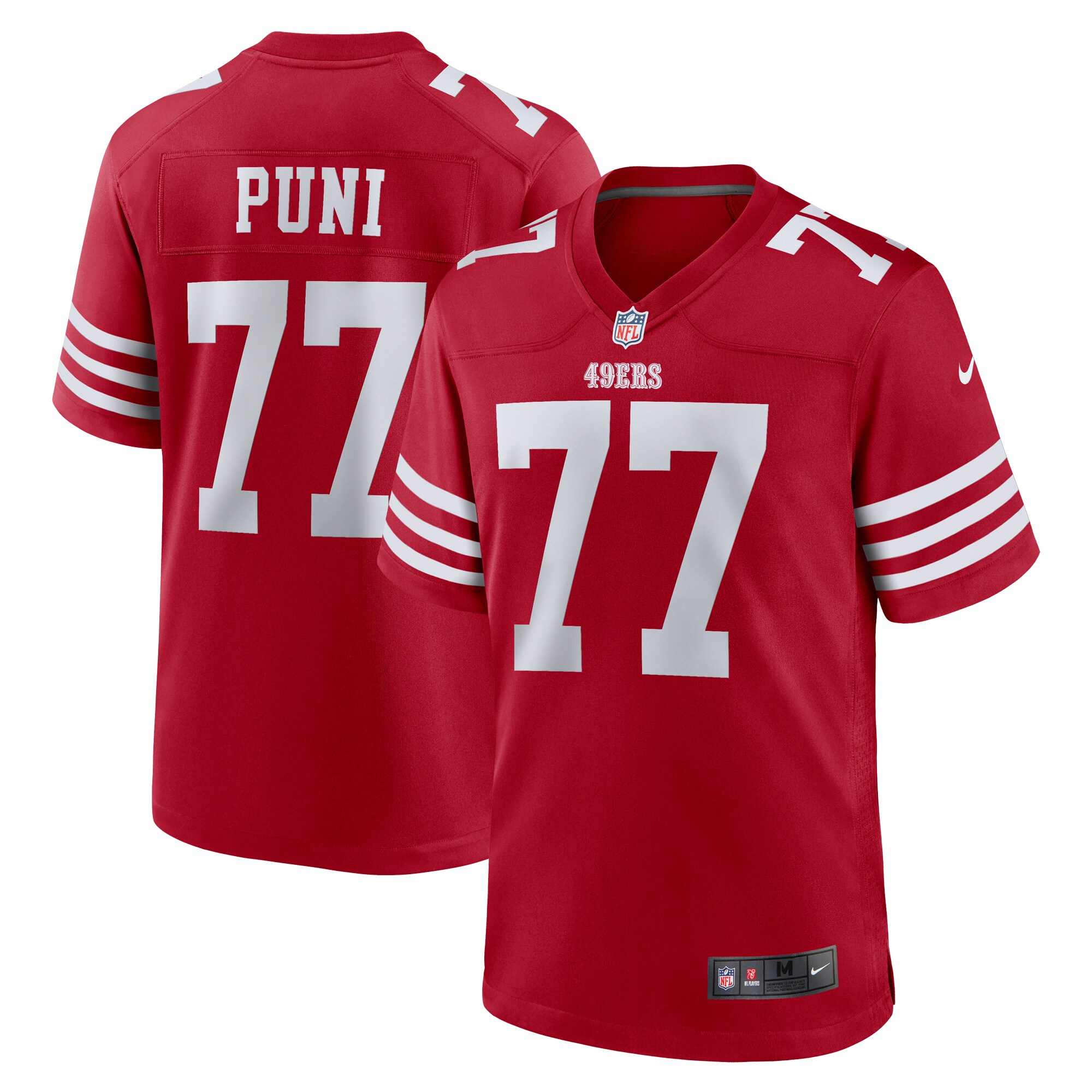 San Francisco 49ers Dominick Puni Scarlet Team Game NFL Jersey Men's