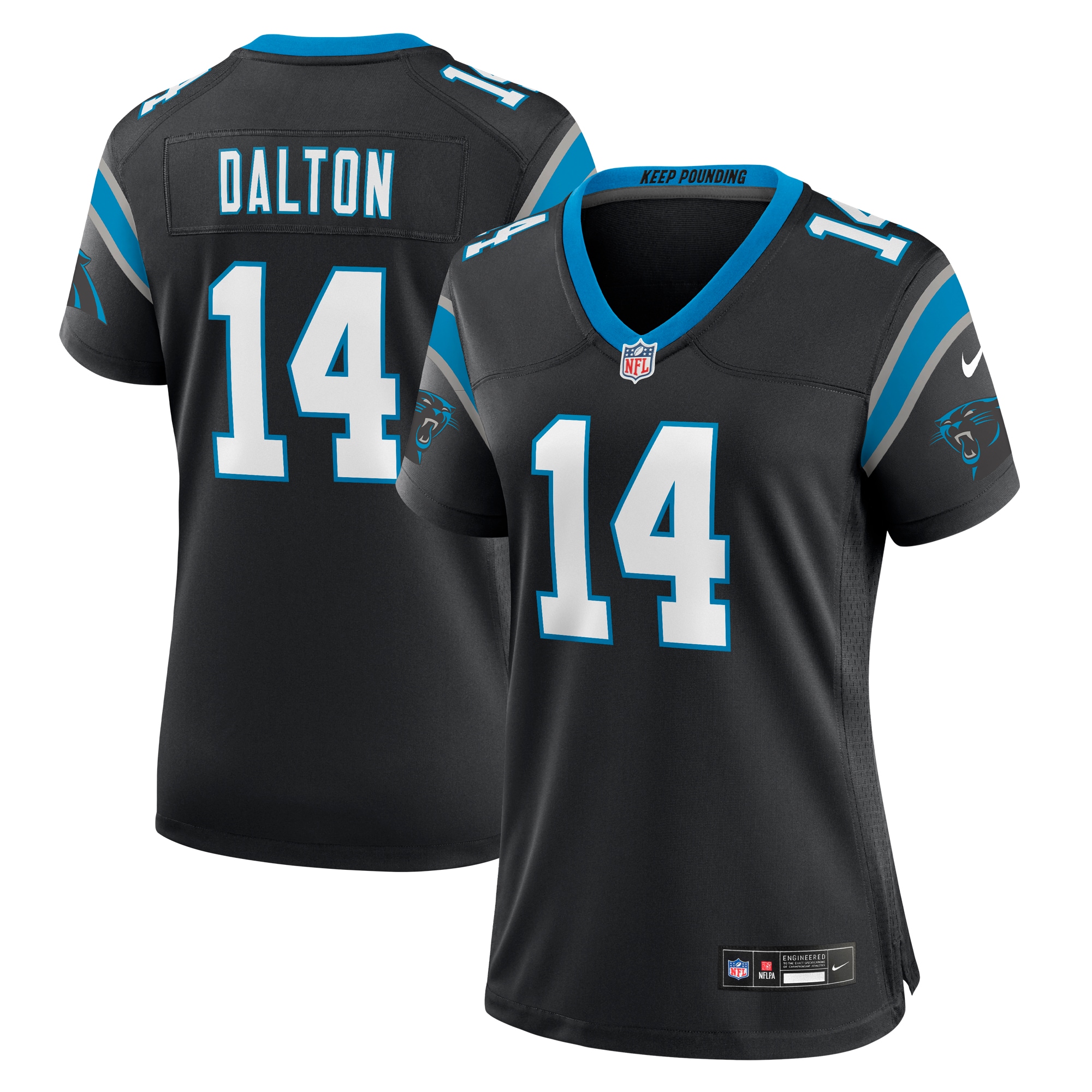 Carolina Panthers Andy Dalton Black Team Game NFL Jersey Women's