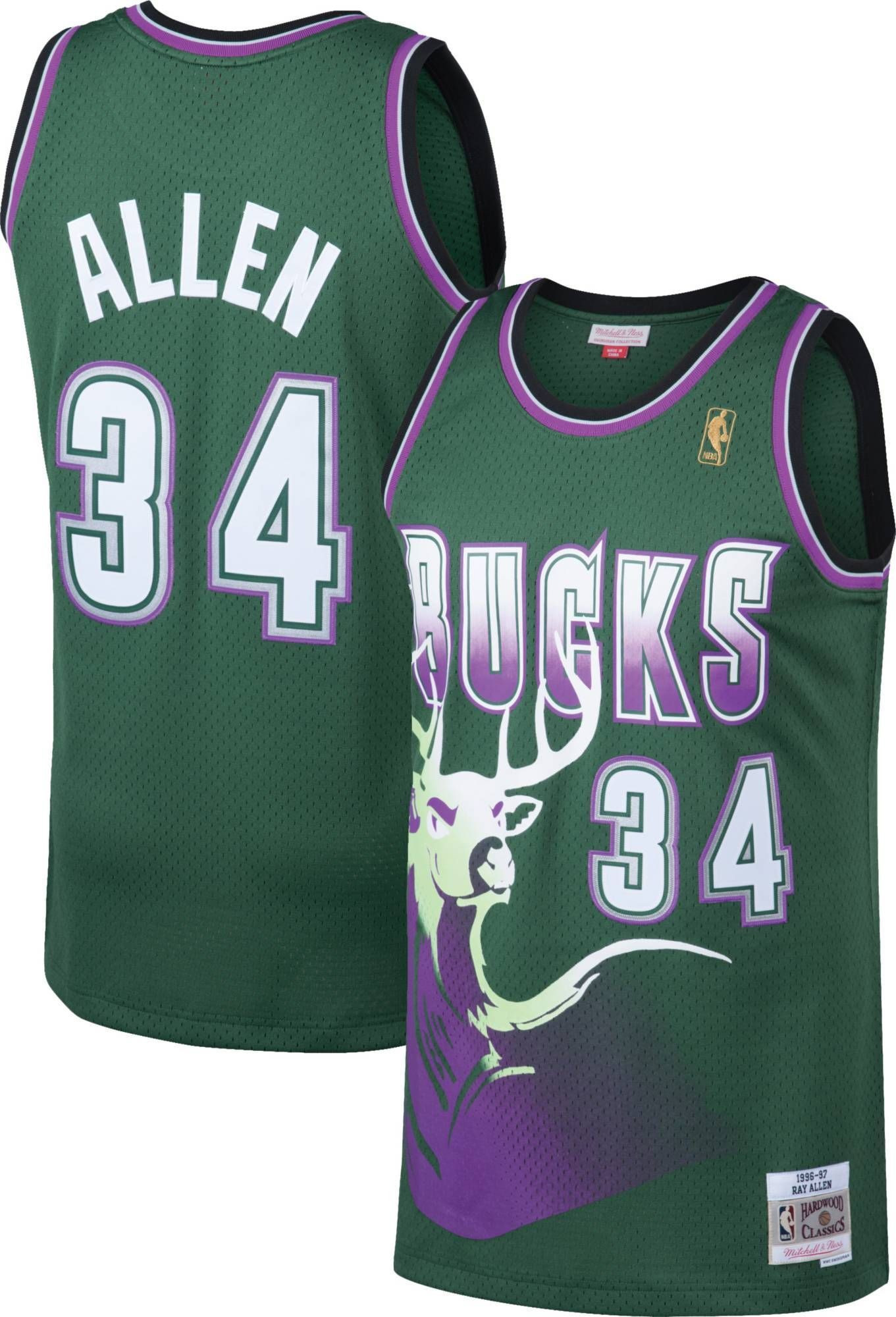 Mitchell Ness Milwaukee Bucks Ray Allen 34 Swingman NBA Jersey Men's