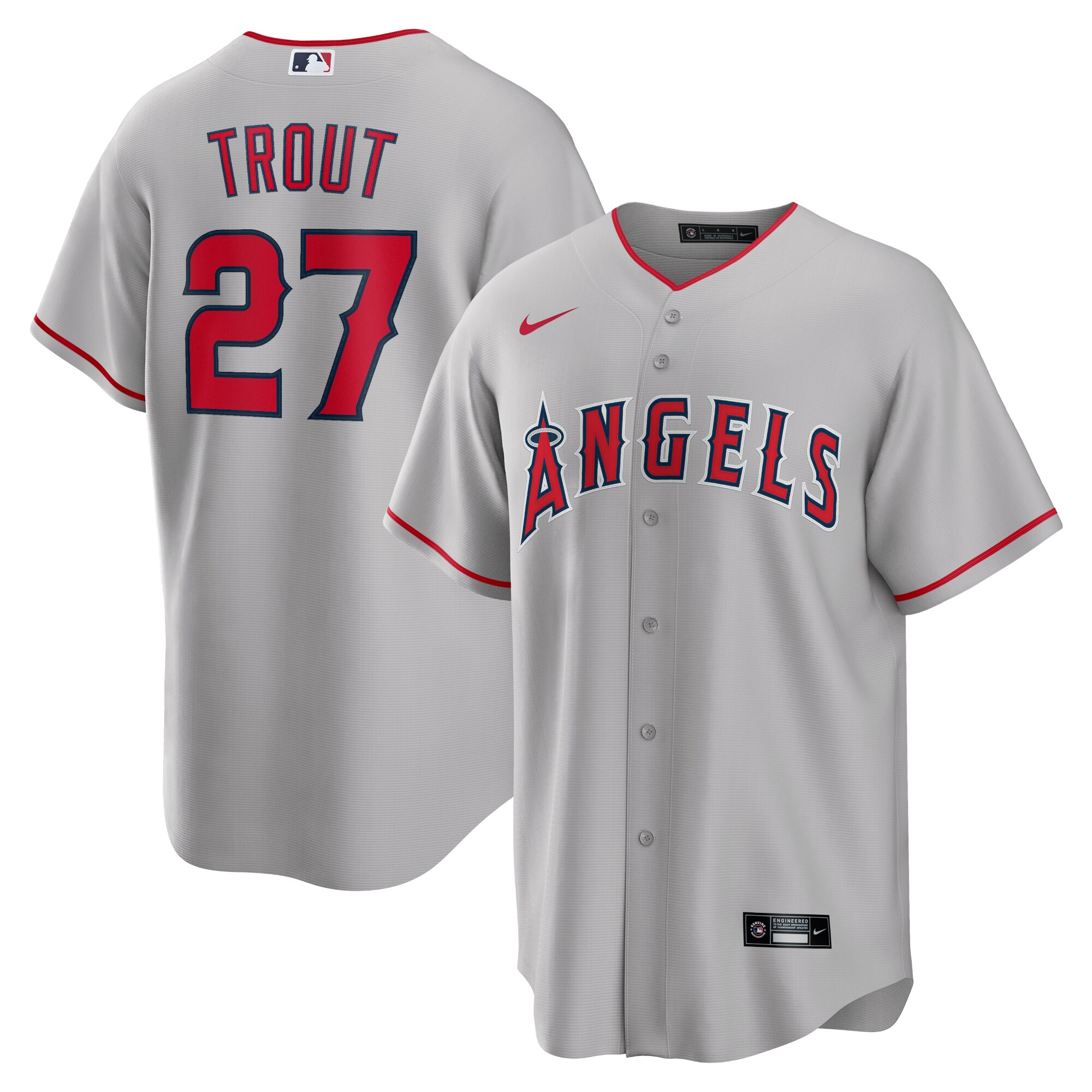 Los Angeles Angels Mike Trout Silver Road Player Name MLB Jersey Men's