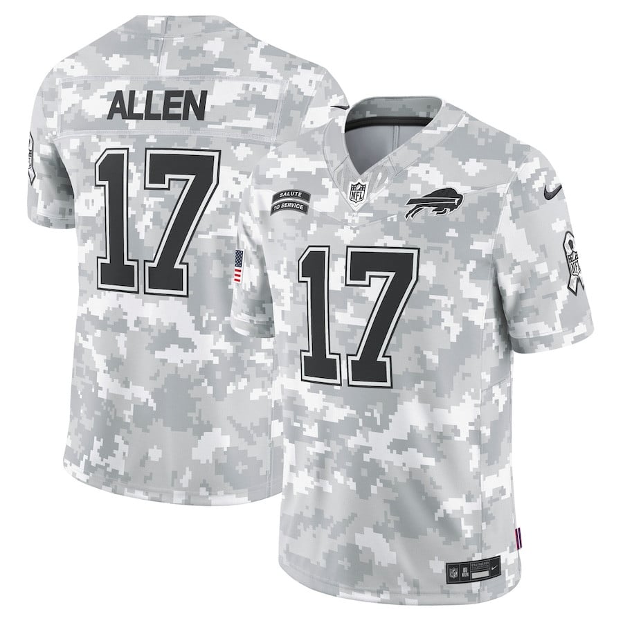 Josh Allen 17 Buffalo Bills 2024 Salute to Service Limited Arctic Camo NFL Jersey Men's