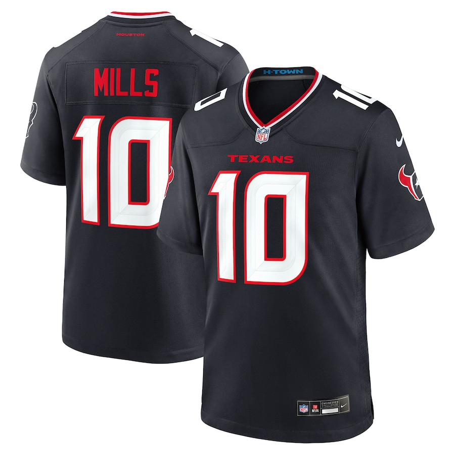 Davis Mills 10 Houston Texans Team Game Navy NFL Jersey Men's