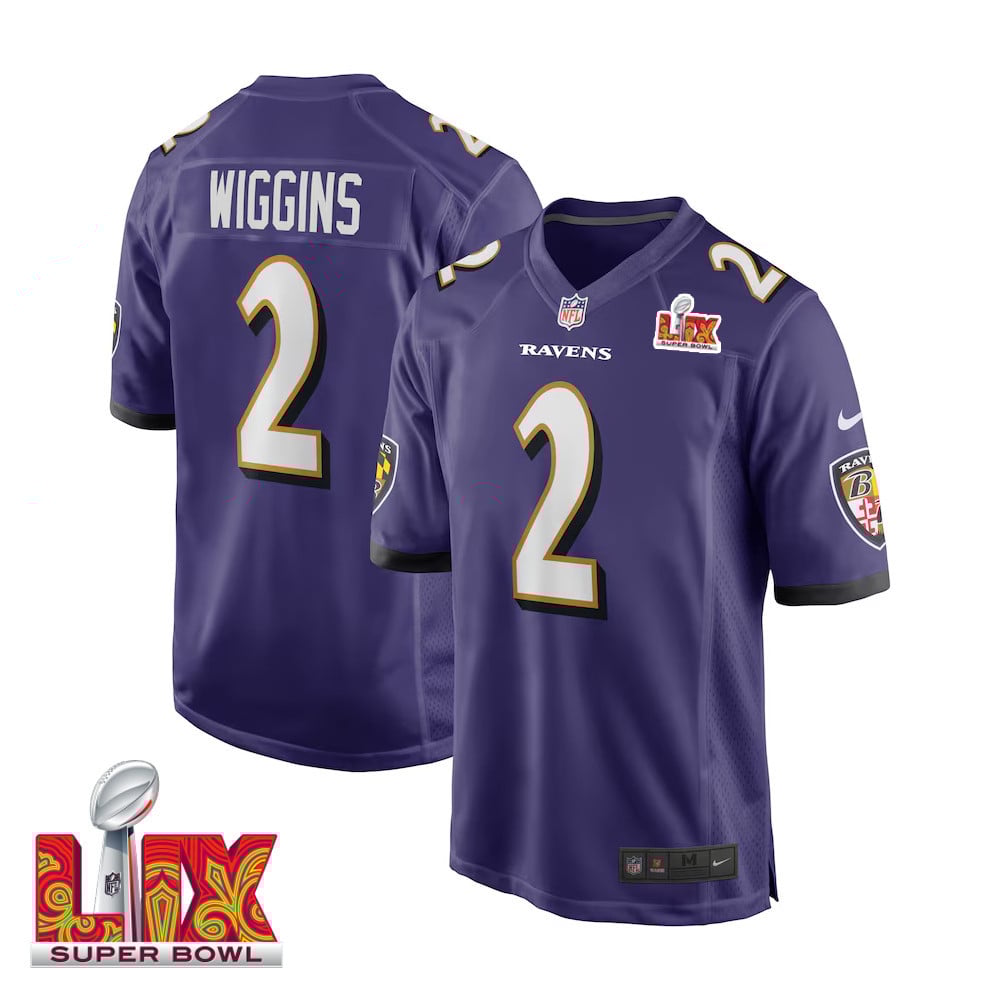 Nate Wiggins #2 Baltimore Ravens Super Bowl LIX Purple NFL Jersey Men's