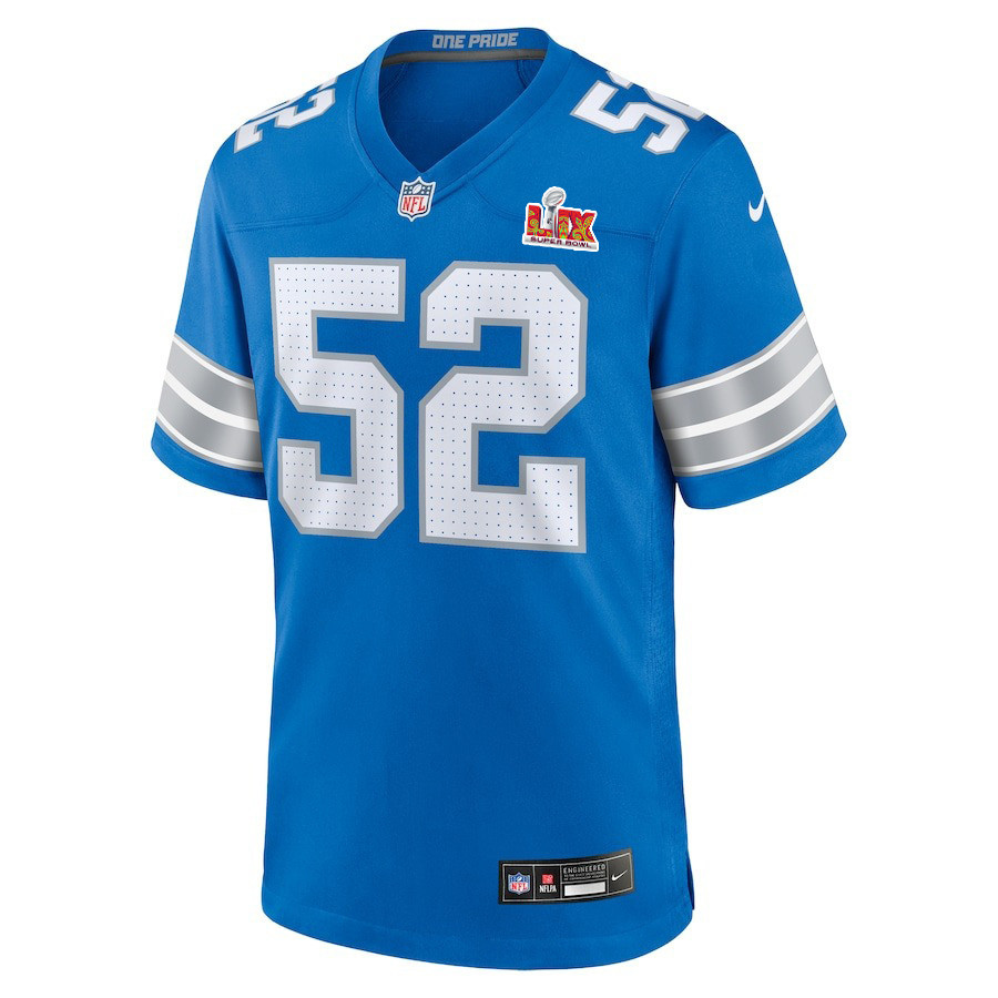 Netane Muti #52 Detroit Lions Super Bowl LIX Blue NFL Jersey Youth