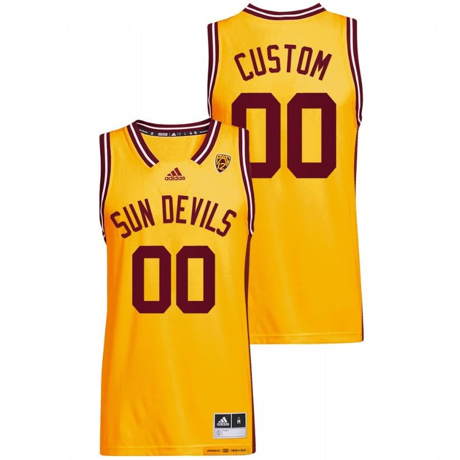 Arizona State Sun Devils Custom 00 2022 Gold Reverse Retro College NCAA Jersey Men's