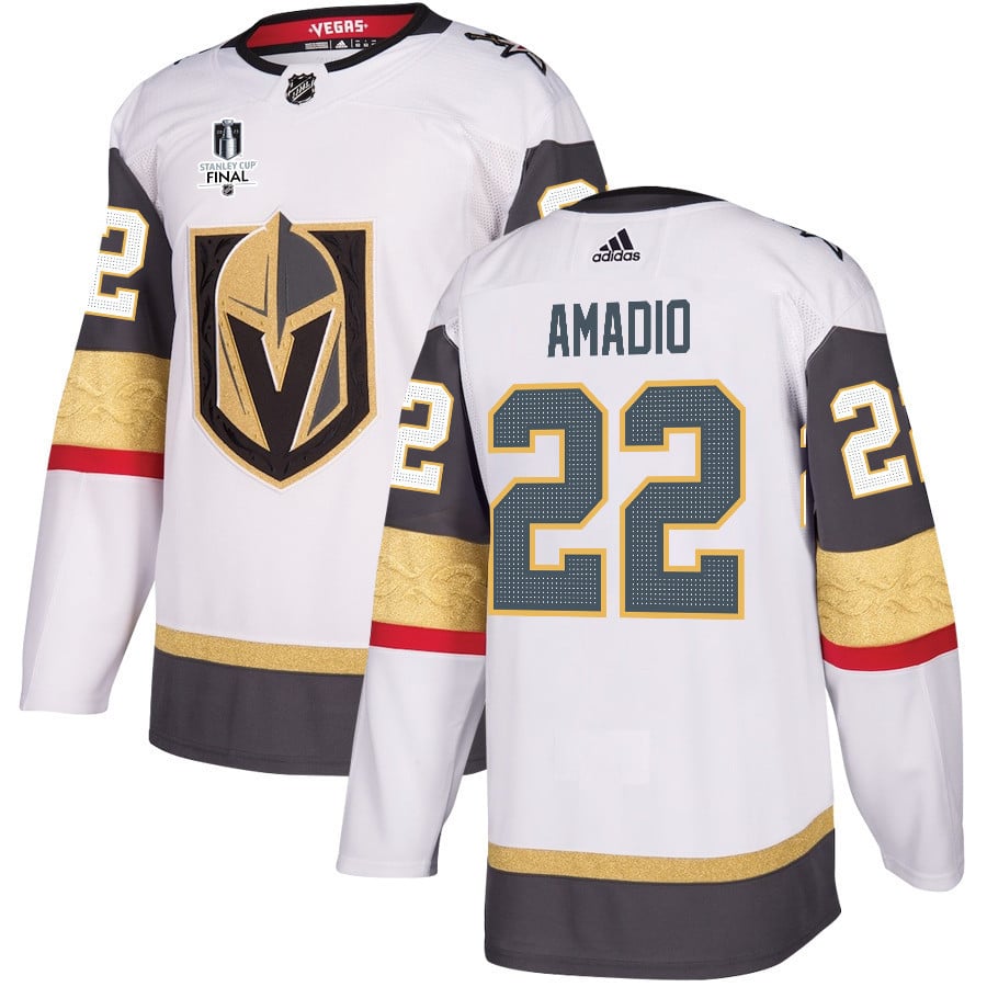 Mike Amadio 22 Vegas Golden Knights Stanley Cup 2023 Final Patch Away Breakaway White NHL Jersey Men's