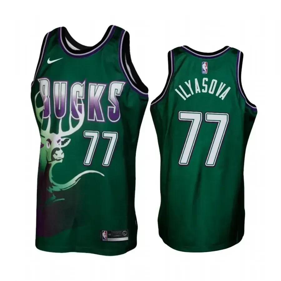 Milwaukee Bucks 77 Ersan Ilyasova Green Hardwood Classics NBA Jersey Men's