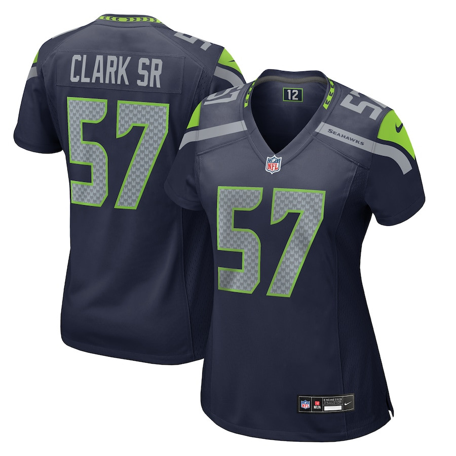 Frank Clark 57 Seattle Seahawks Game College Navy NFL Jersey Women's