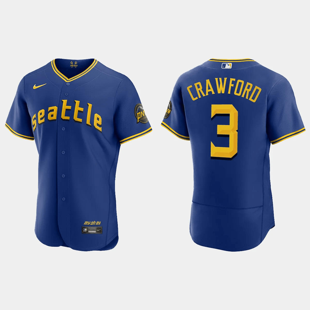 J.P. Crawford 3 Seattle Mariners 2023 City Connect Elite Royal MLB Jersey Men's
