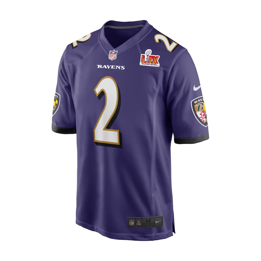 Nate Wiggins #2 Baltimore Ravens Super Bowl LIX Purple NFL Jersey Men's