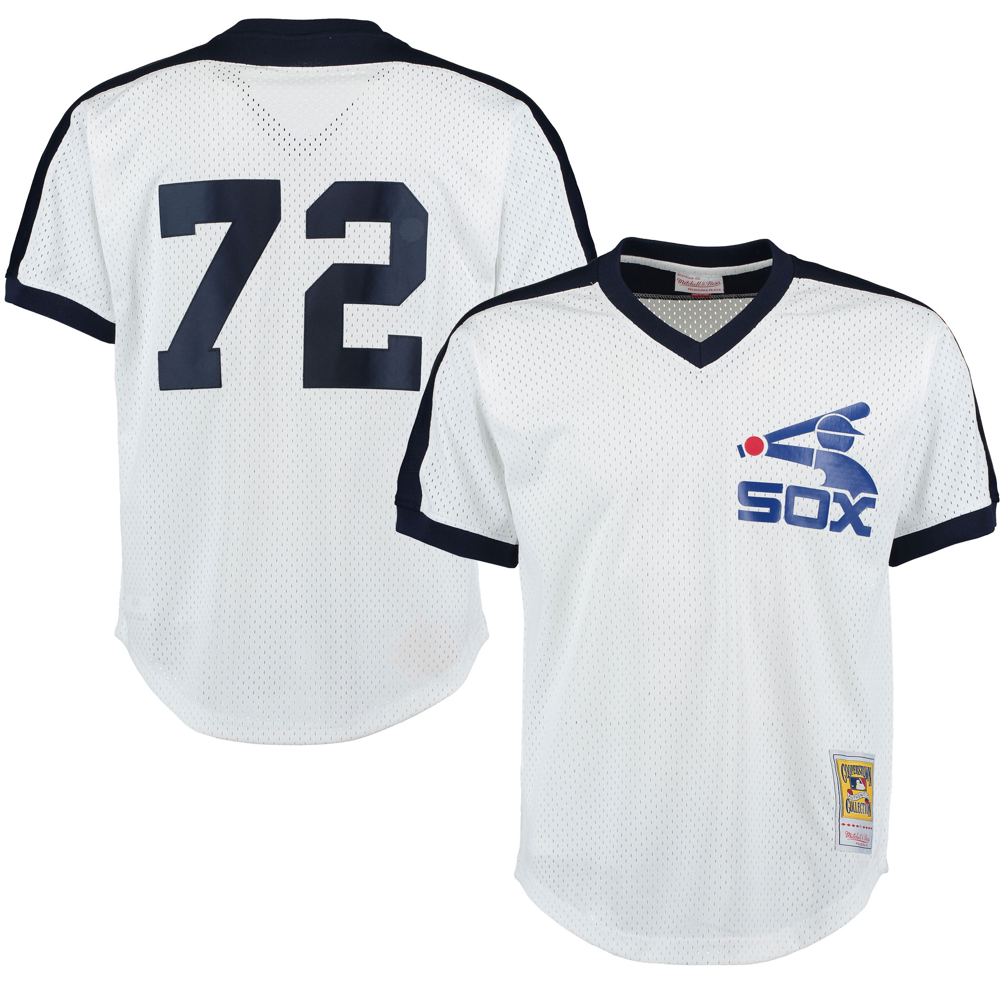 Chicago White Sox Carlton Fisk Mitchell Ness White Cooperstown Mesh Batting Practice MLB Jersey Men's
