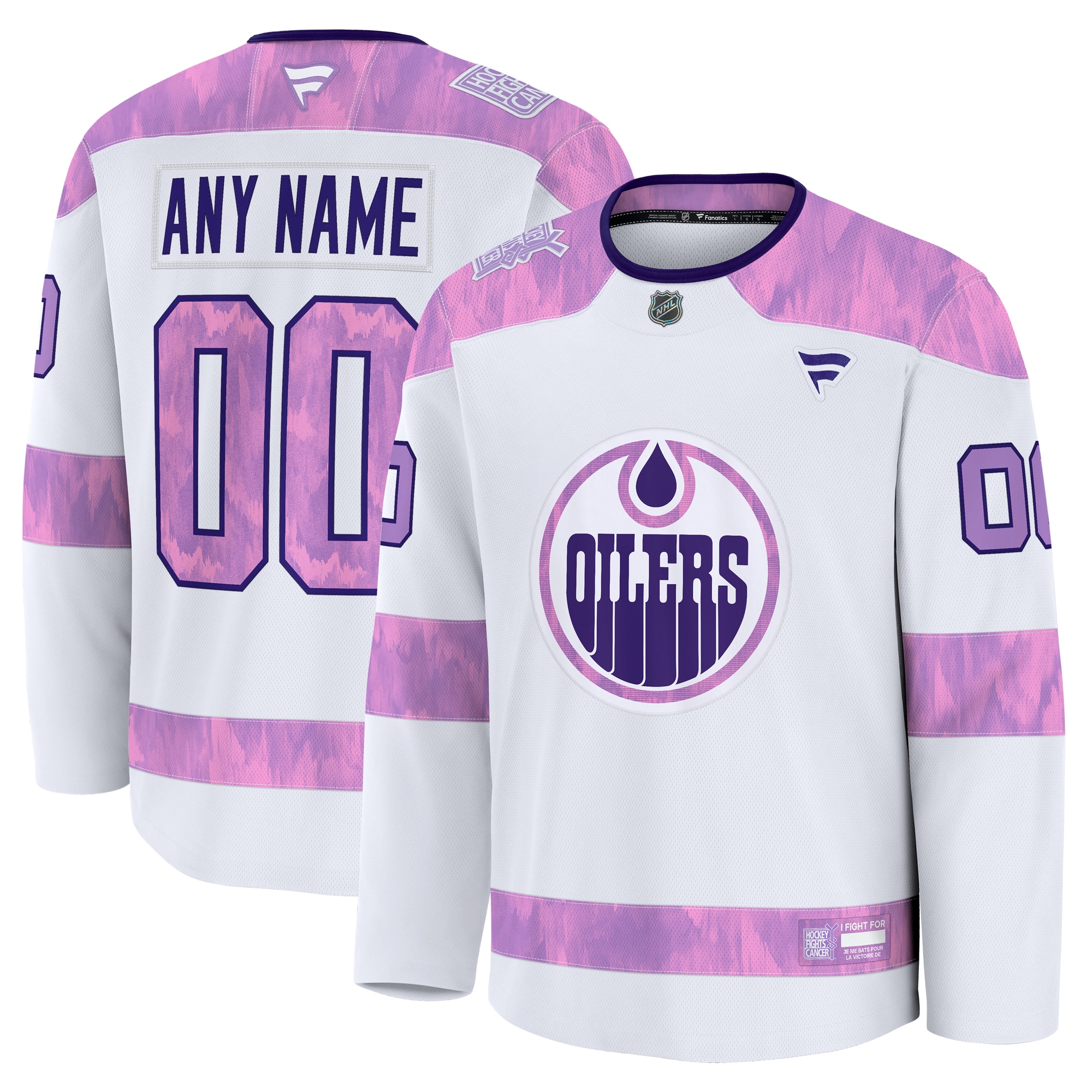 Edmonton Oilers White 2024 Fights Cancer Custom Practice NHL Jersey Men's