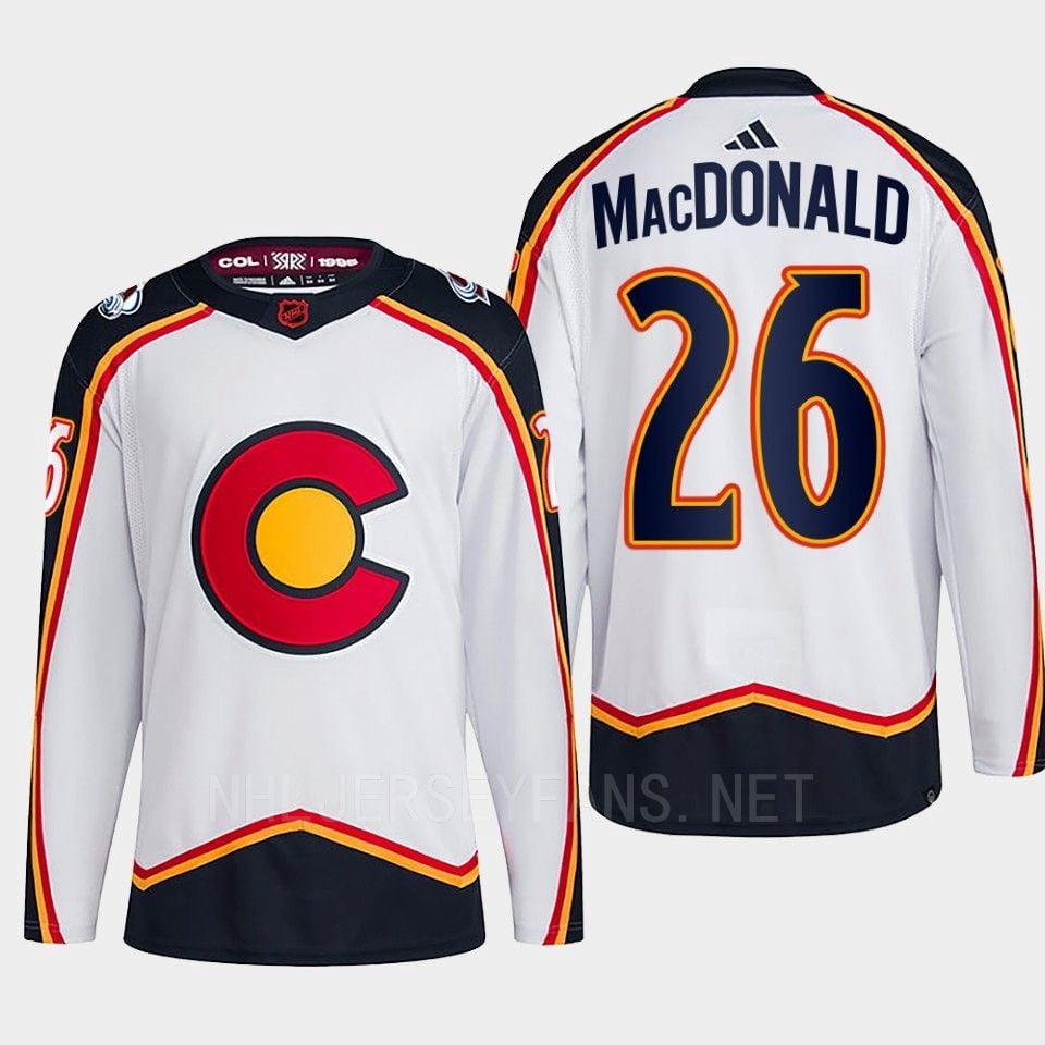 Jacob MacDonald 26 Reverse Retro 2.0 2022 Colorado Avalanche White Primegreen NHL Jersey Men's
