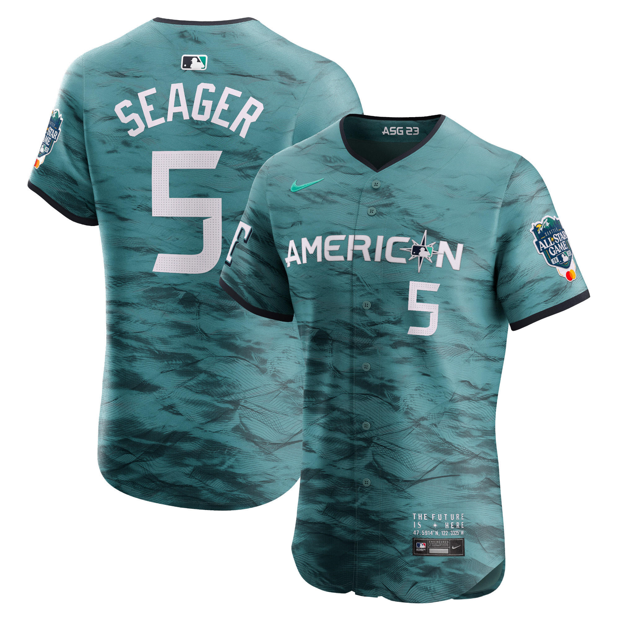 Corey Seager 5 American League 2023 All Star Game Vapor Elite Teal MLB Jersey Men's