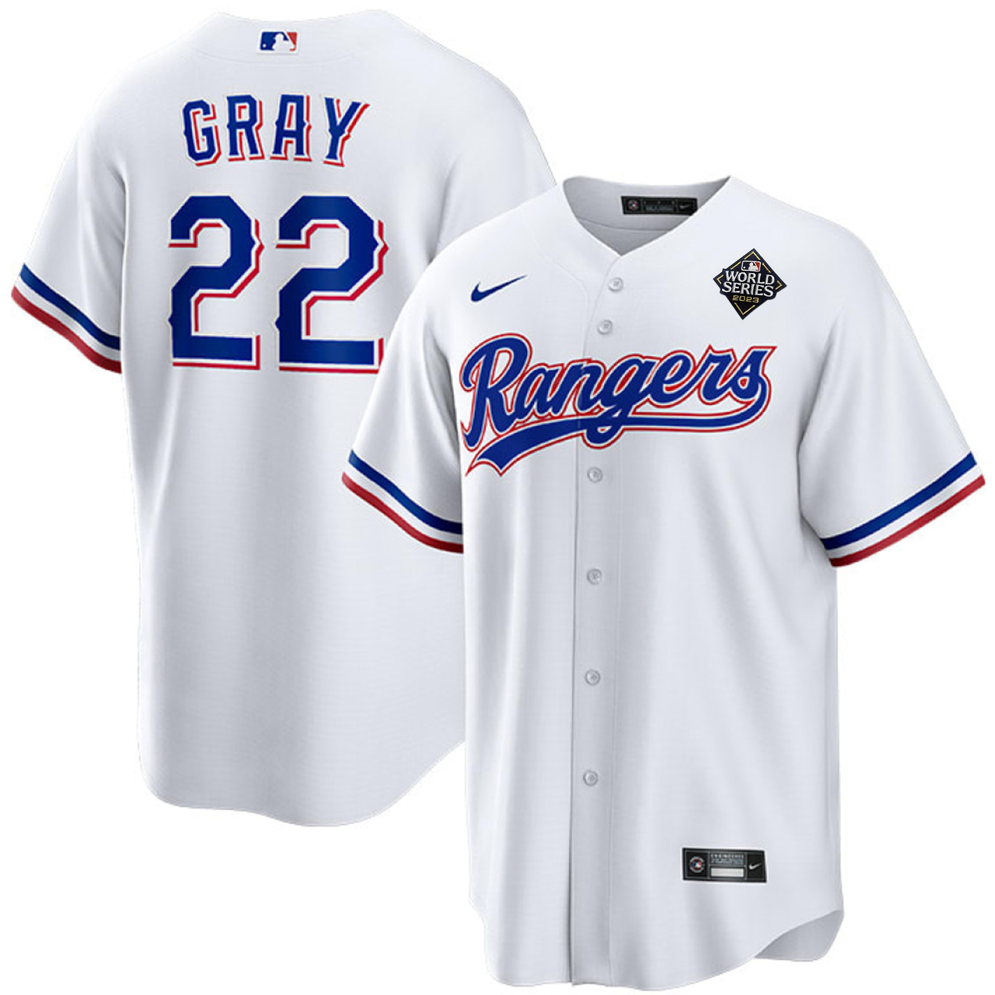 Jon Gray 22 Texas Rangers 2023 World Series Stitched White MLB Jersey Men's