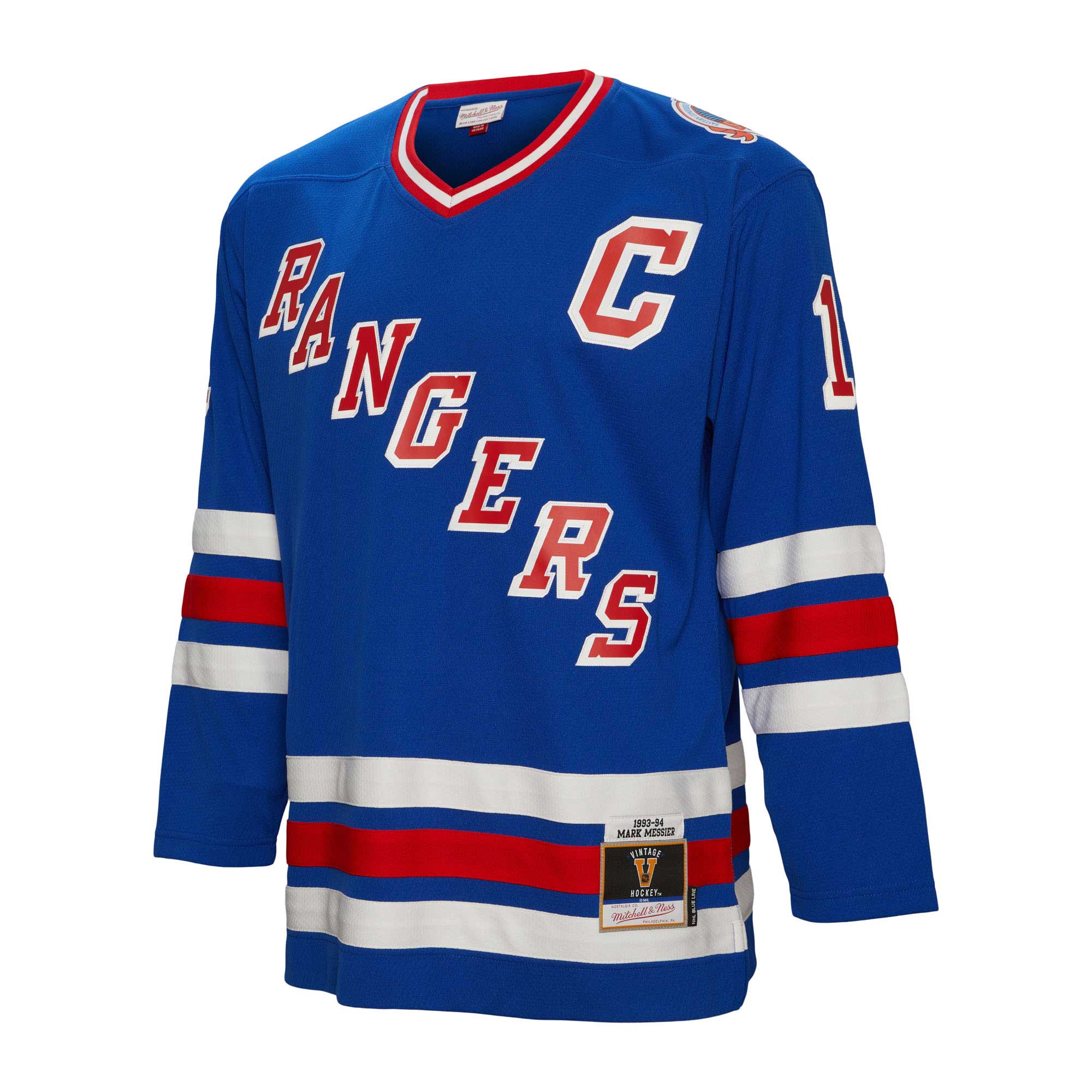 New York Rangers Mark Messier Mitchell Ness Blue Big Tall 1993 Captain Patch Blue Line Player NHL Jersey Men's