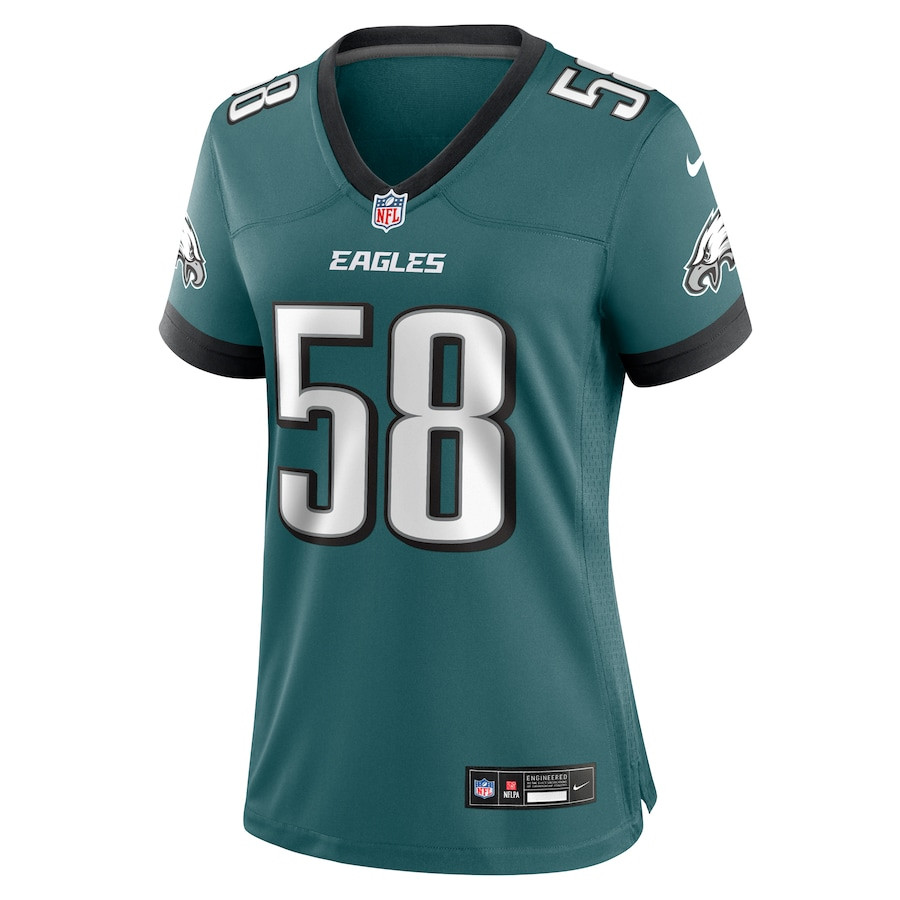 Jalyx Hunt 58 Philadelphia Eagles Team Game Midnight Green NFL Jersey Women's