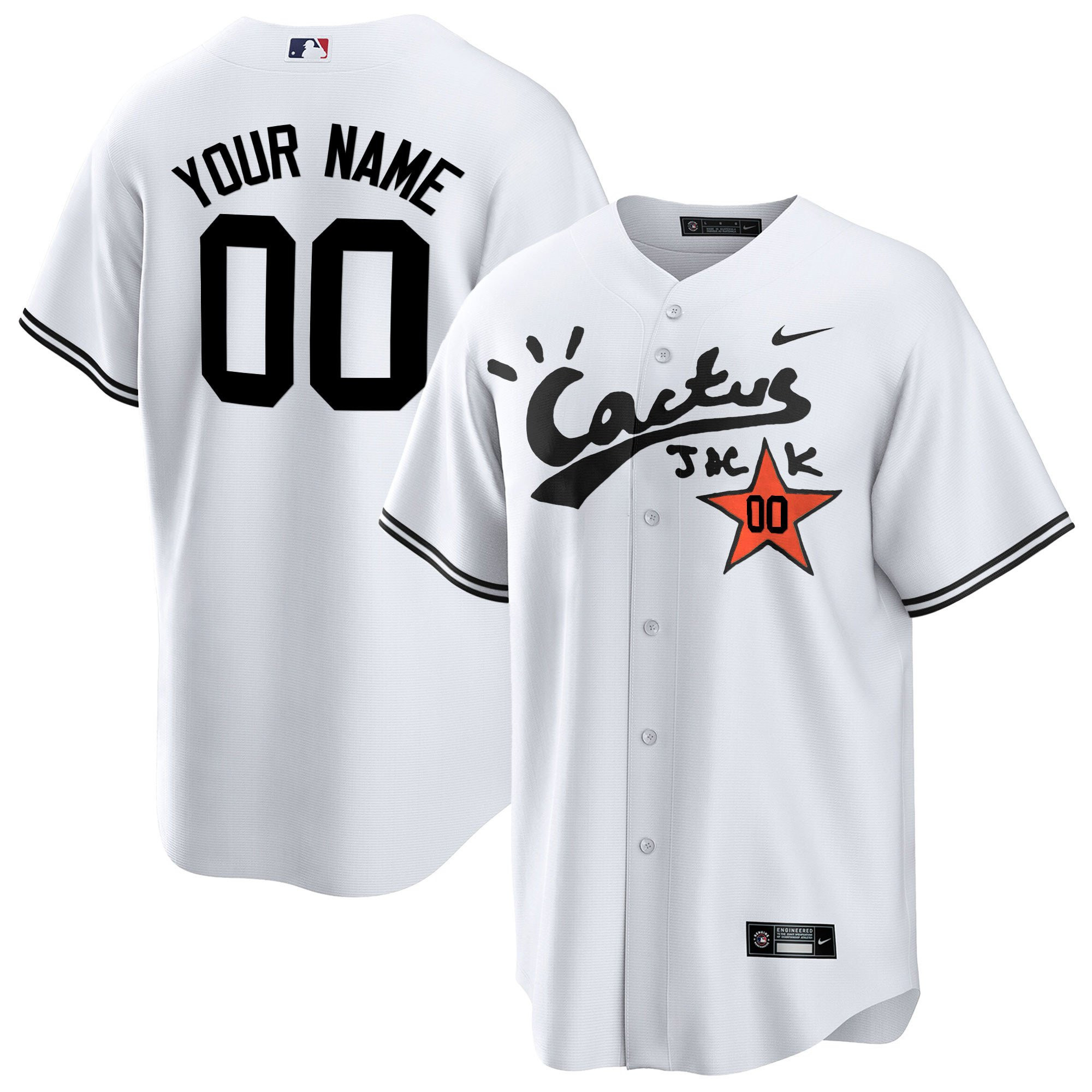 Houston Astros Cactus Jack Custom White MLB Jersey Men's