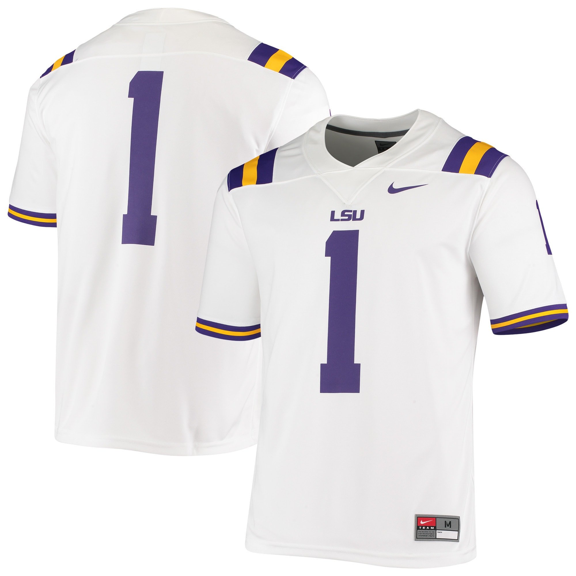 LSU Tigers Game White #1 NCAA Jersey Men's