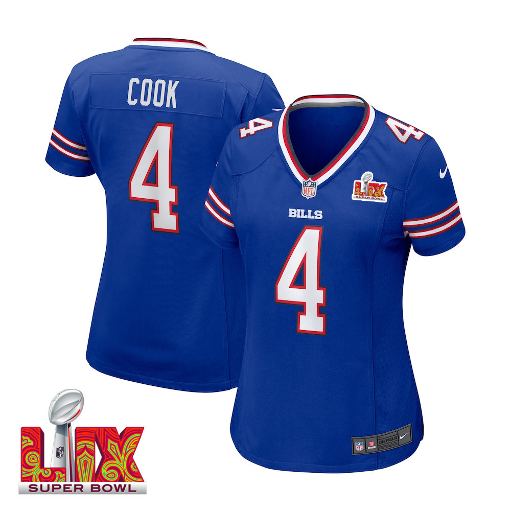 James Cook #4 Buffalo Bills Super Bowl LIX Royal NFL Jersey Women's