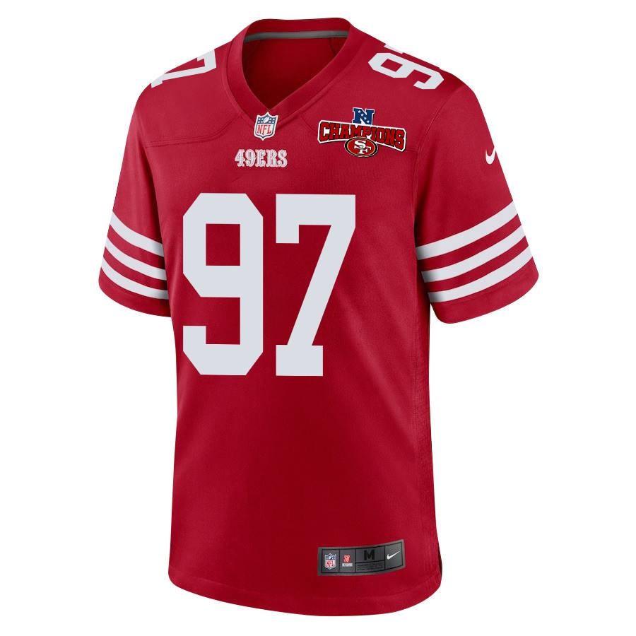 Nick Bosa 97 San Francisco 49ers NFC Champions Patch Game Scarlet NFL Jersey Men's