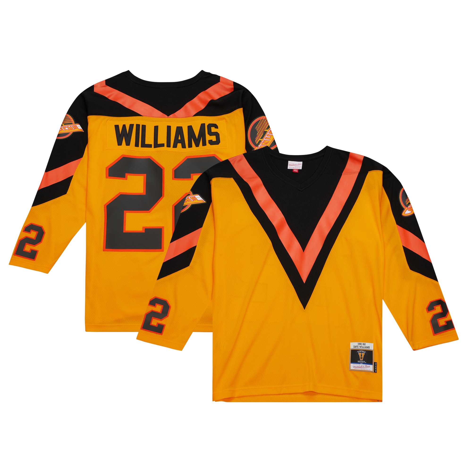 Vancouver Canucks Dave Williams Mitchell Ness Yellow 1981/82 Blue Line Player NHL Jersey Men's