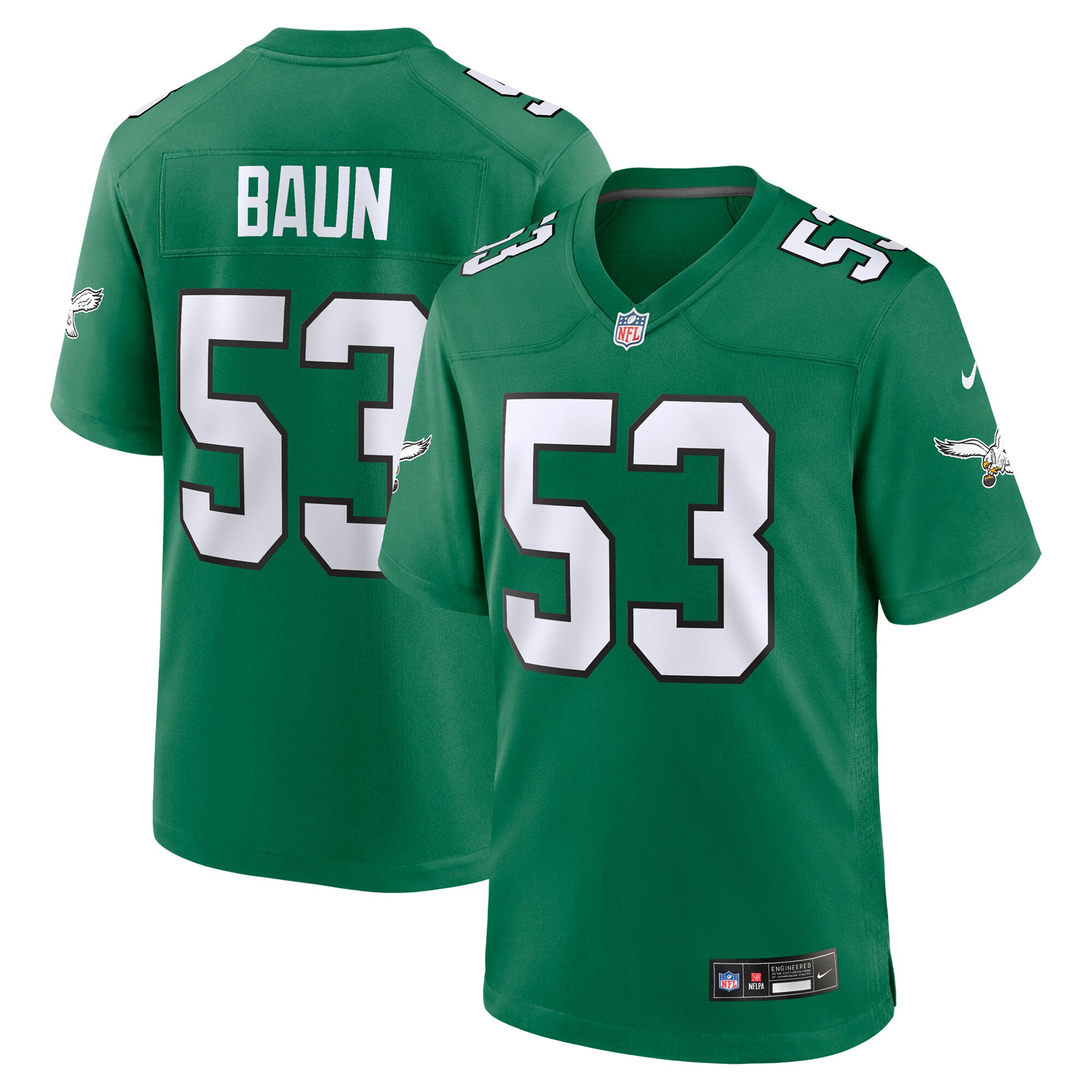 Philadelphia Eagles Zack Baun Kelly Green Alternate Game NFL Jersey Men's