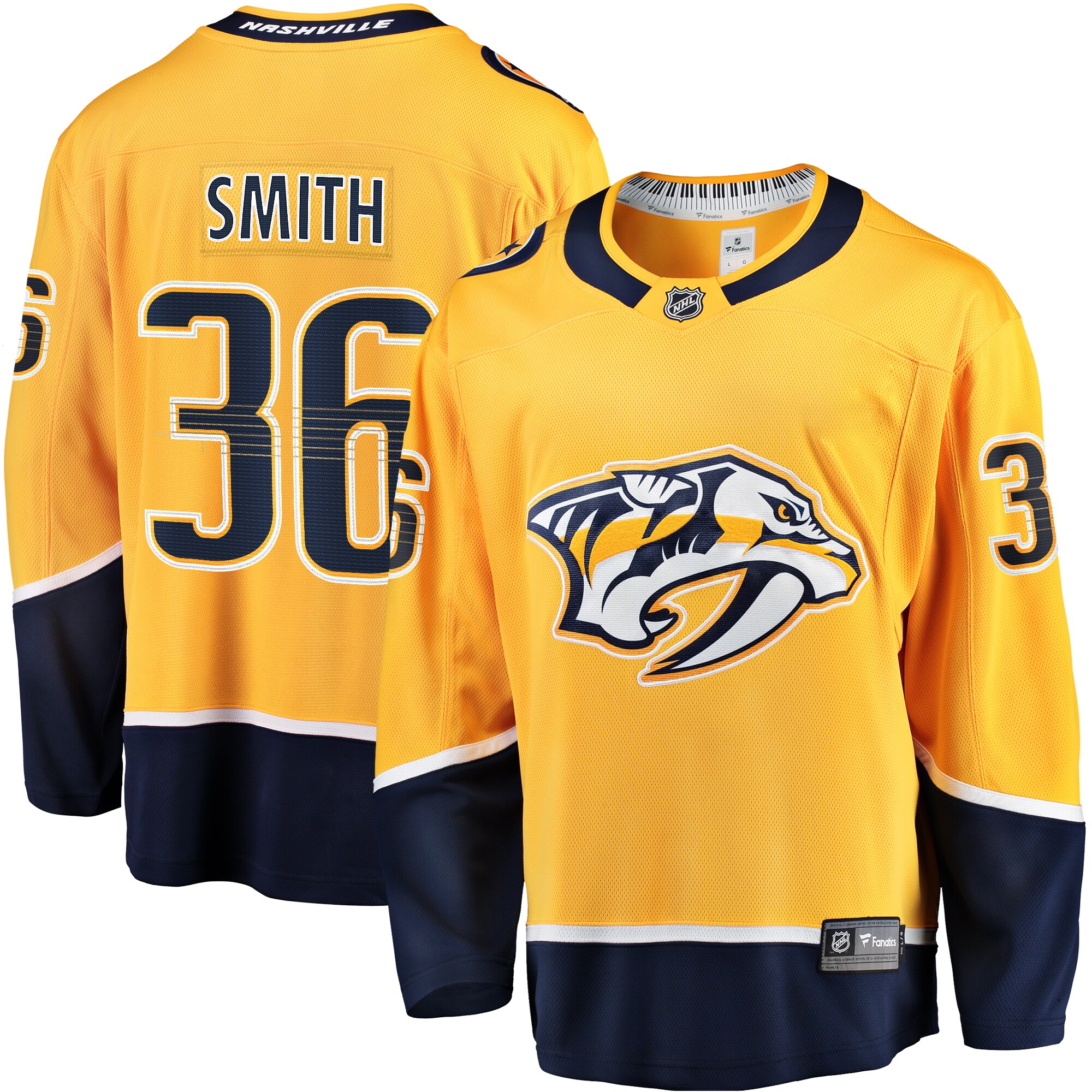 Nashville Predators Cole Smith Gold Premier Breakaway Player NHL Jersey Men's