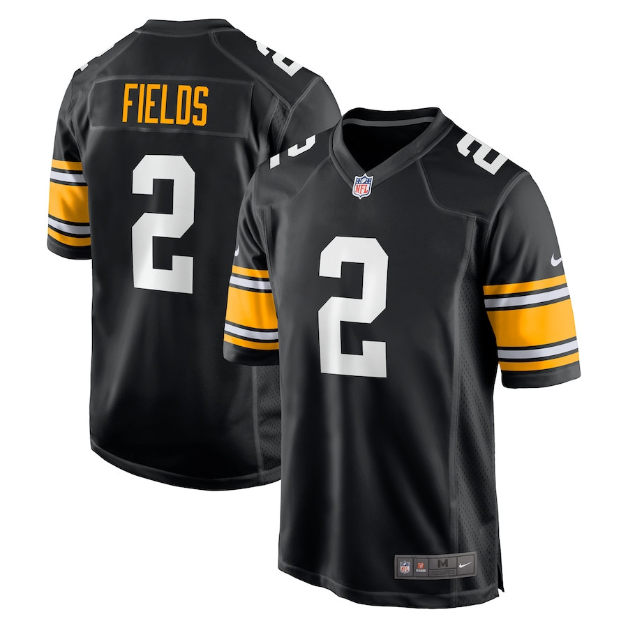 Justin Fields 2 Pittsburgh Steelers Alternate Game Black NFL Jersey Men's