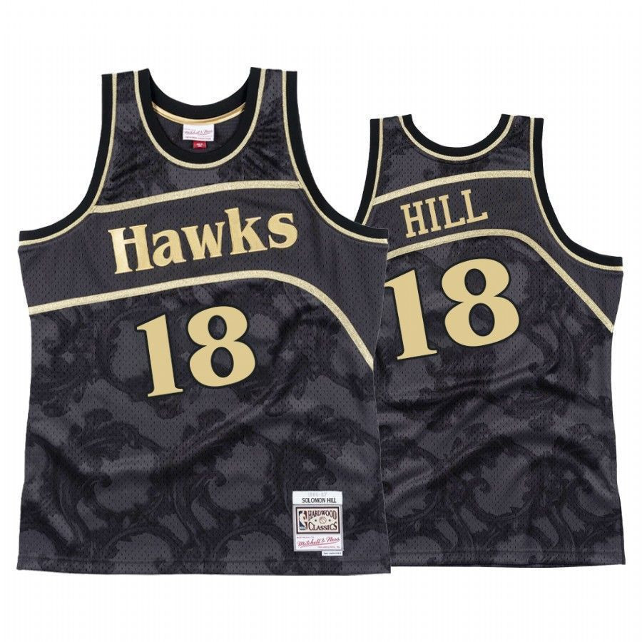 Solomon Hill 18 Atlanta Hawks Black Toile NBA Jersey Men's