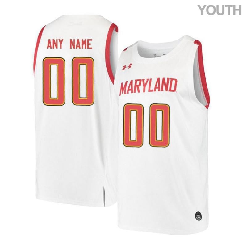 Under Armou White Retro Maryland Terrapins Custom NCAA Jersey Youth
