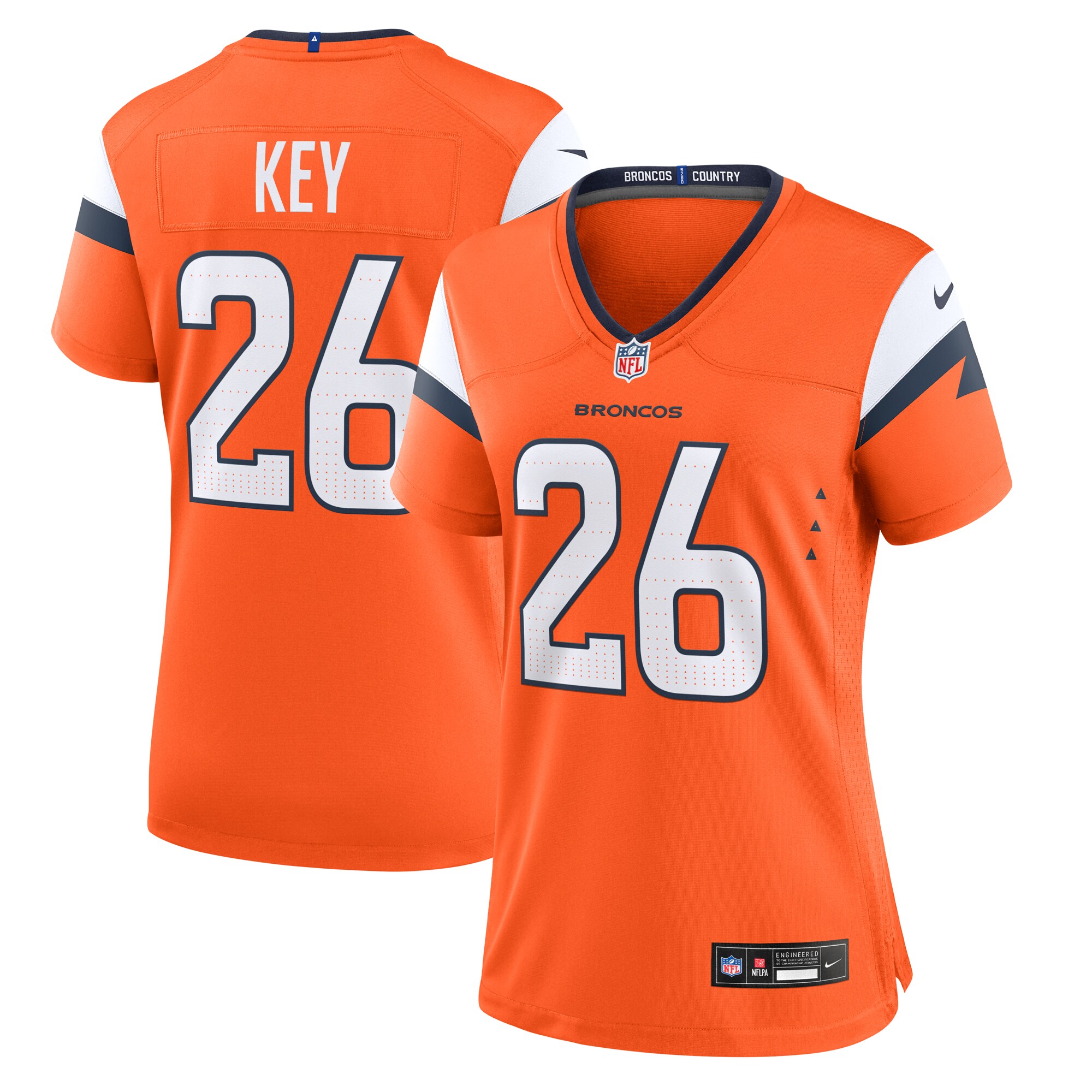 Denver Broncos Devon Key Orange Team Game NFL Jersey Women's