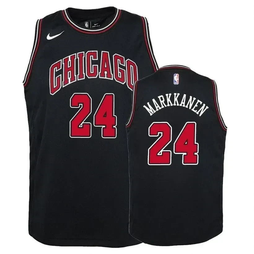 Bulls Lauri Markkanen 24 Statet Black NBA Jersey Youth